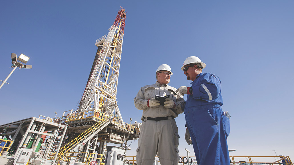 ExxonMobil workers at oil rig