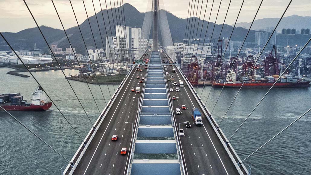 cars on bridge